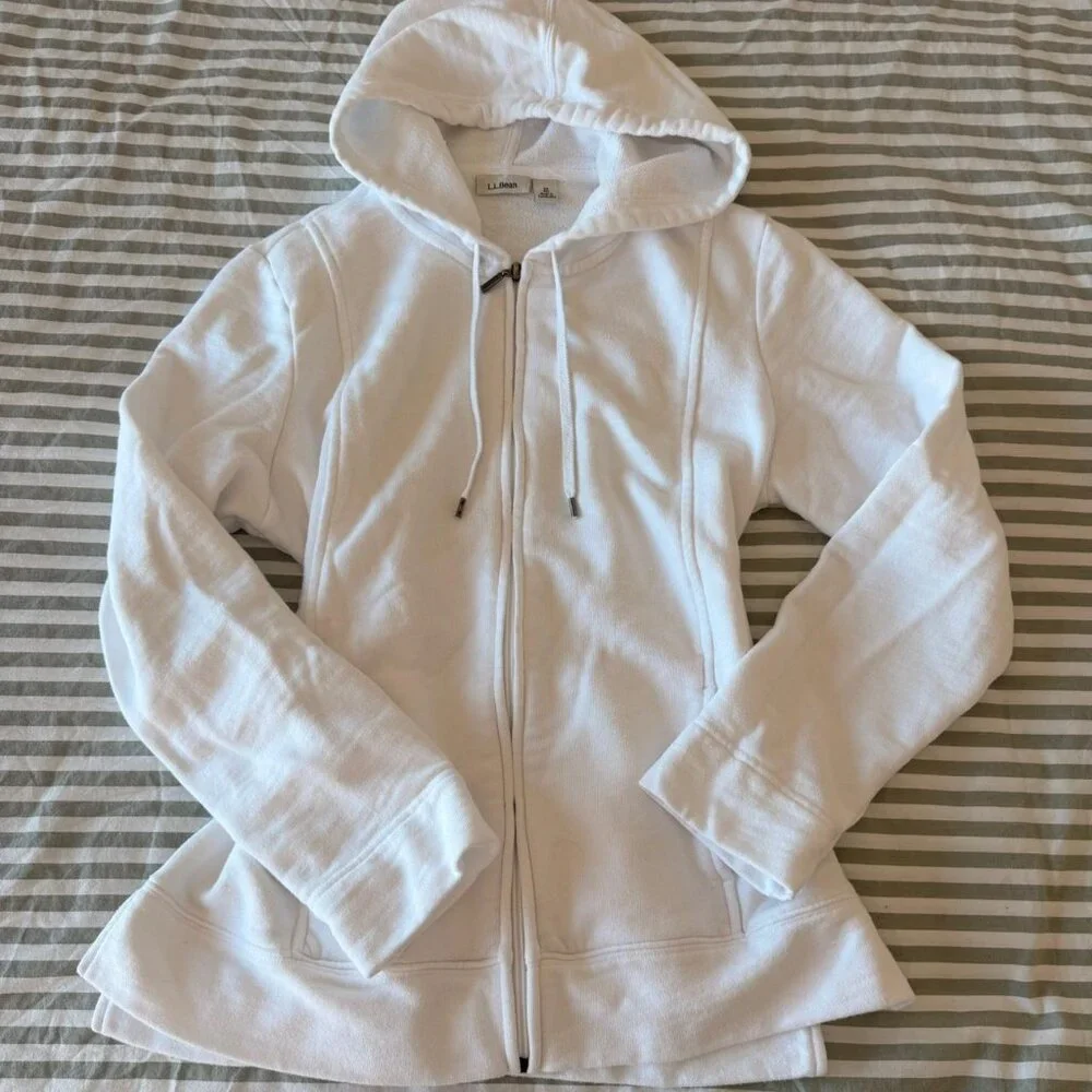 White Llbean Zip Up Hoodie 7716 - Picture 1 of 5